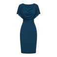 thumbnail image 5 of Lopecy-Sta Dresses for Women Short Sleeve Capelet Draped Neck Bodycon Midi Dress Formal Cocktail Party Dress, 5 of 5
