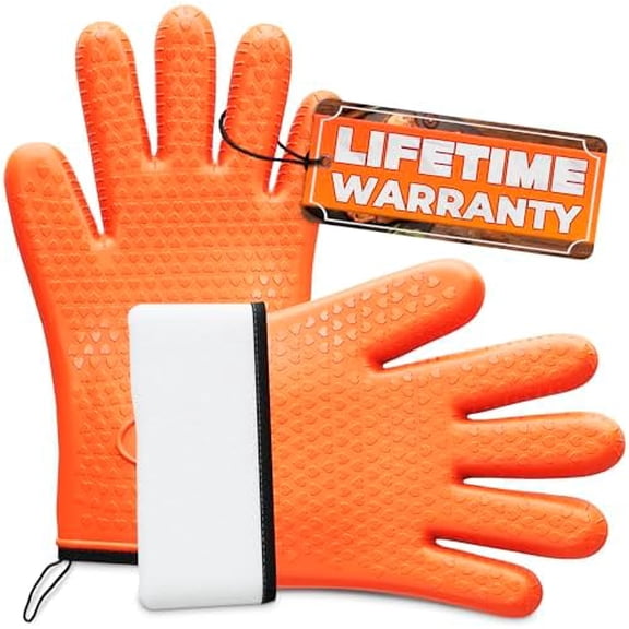 Silicone Oven Gloves: Dual-Layer, Heat/Oil Resistant, Inner Cotton Padding. Non-Slip for Grilling, Baking, Hot Trays, Smoker & Fryer. (Tools & Hardware Other)
