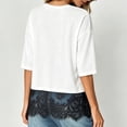 thumbnail image 5 of CUSTG Casual Shirts For Women Simple Solid Color Short Sleeve Women Summer Lace Trim Round Neck Loose Fit Tee Shirt Blouse Cozy Tops, 5 of 8