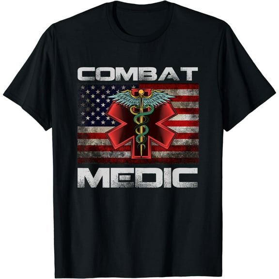 Vintage America Flag Combat Medic Veterans Day Gift T-Shirt