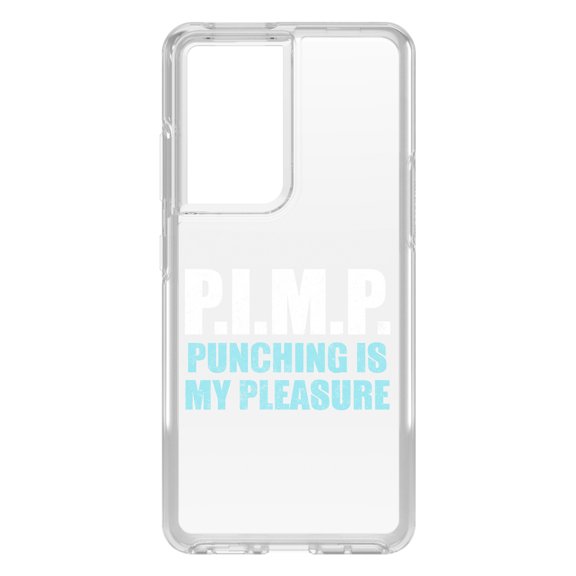 DistinctInk Clear Shockproof Hybrid Case for Galaxy S21 ULTRA 5G (6.8" Screen) - TPU Bumper Acrylic Back Tempered Glass Screen Protector - PIMP - Punching Is My Pleasure