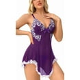 thumbnail image 2 of LWP Women Sexy Lace Chemise Sleepwear Mesh Nightgown Lingerie Babydoll Dress, 2 of 10