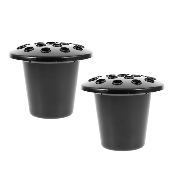 KALLORY 2Pcs Lotus Shaped Base Cemetery Vase Inserts Black PP Foam for Grave Flower Holder