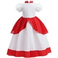 thumbnail image 2 of HAWEE Costume de Pêche Filles Champignon Princess Peach Robe pour Anniversaire Halloween Cadeaux de Fête Tenue avec Accessoires, 2 of 6