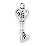 Sterling Silver 16" .8mm Box Chain 3D Celtic Triquetra Knot Heart Skeleton Key Pendant Necklace