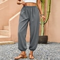 thumbnail image 2 of Yifymode Women Barrel Pants Wide Leg Palazzo Summer Baggy Harem Boho Casual Trousers with Pockets Beach Vacation,Dark Gray XL, 2 of 6
