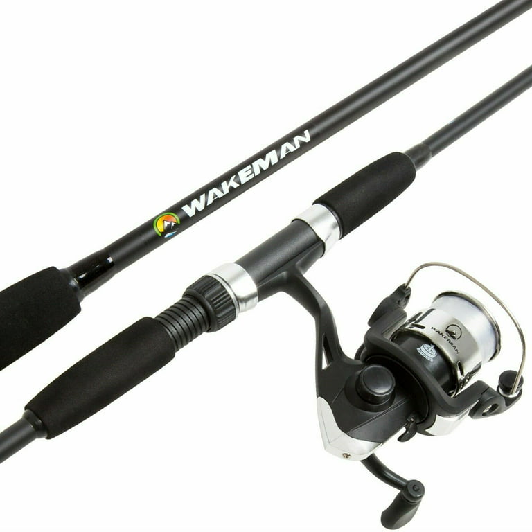 Black Bait Cast Spinning Open Face 2 Pc Rod and Reel Combo 64 In