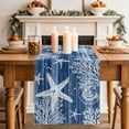 thumbnail image 4 of Navy Blue Coastal Cotton Linen Table Runner for Dining Kitchen, Summer Beach Nautical Starfish Coral Vintage Wedding Outdoor Party Tablerunners, Dresser Scarf Coffee Tablecloth Runners 13x70 Inches, 4 of 9
