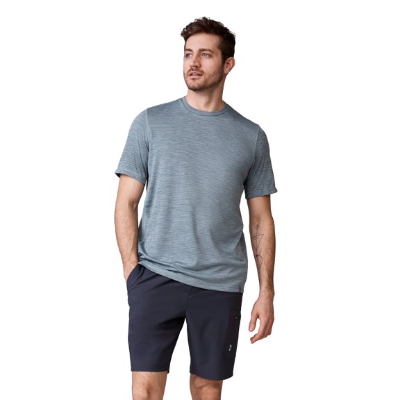 Free Country Men's Tech Jacquard Short Sleeve Crew Neck T-Shirt Stormy Weather S