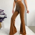 thumbnail image 6 of BAETEUY Women Corduroy Pants High Waist Flared Leg Casual Pants, 6 of 8