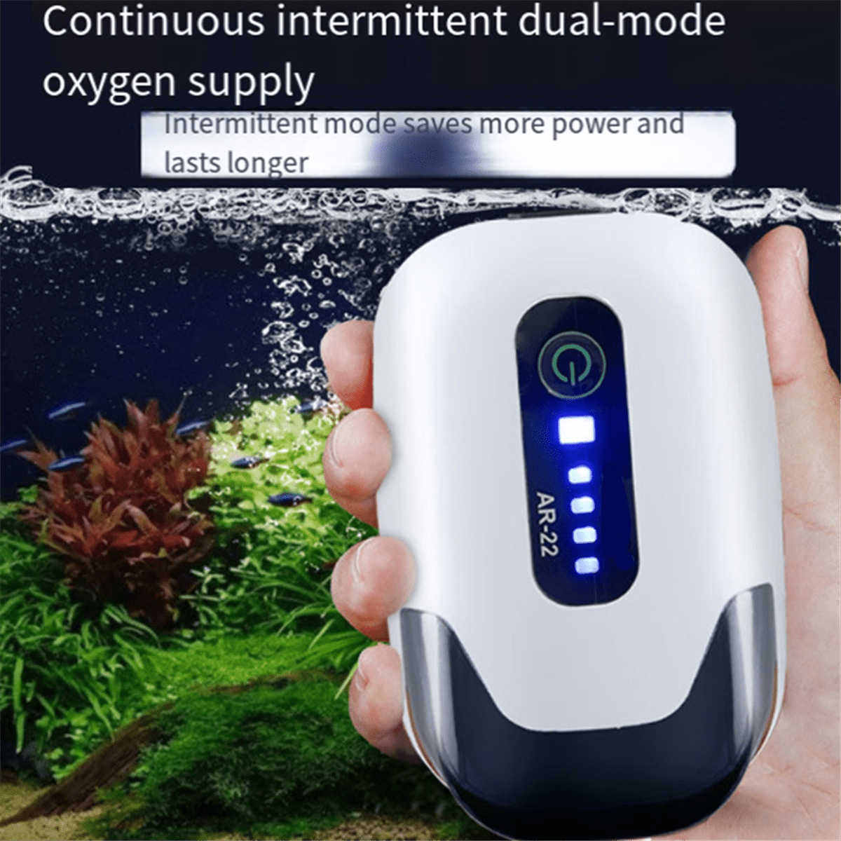 Waterproof Aquarium Oxygen Air Pump Fish Tank Air Compressor Aerator USB Rechargeable Ultra Silent Outdoor Fishing(AR22)