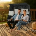 thumbnail image 6 of Double Camping Chair with Canopy, Portable Folding Loveseat with Cooler, Cup Holders & Storage for Beach, Lawn, Tailgates & Picnic, 6 of 7