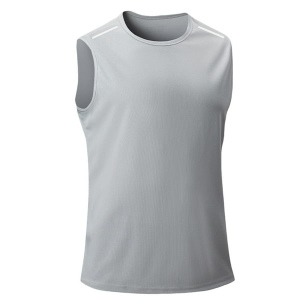Hombres Moda Casual sin Mangas Suéter Sólido Cuello Redondo Tanque Deportivo