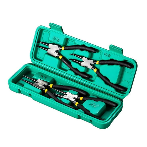 4 PCS Snap Pliers Set, Heavy Duty Circlip Pliers Kit 7 Inch for Snap Removal, with Green Storage Case