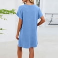thumbnail image 4 of YueHuiYing Women's 2026 Summer Short Sleeve Dresses Casual Loose Fit Swing T-Shirt Dress V-Neck Sundress, 4 of 6