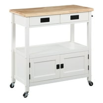 Radford Engineered Wood Kitchen Cart with Wood Top and White Base