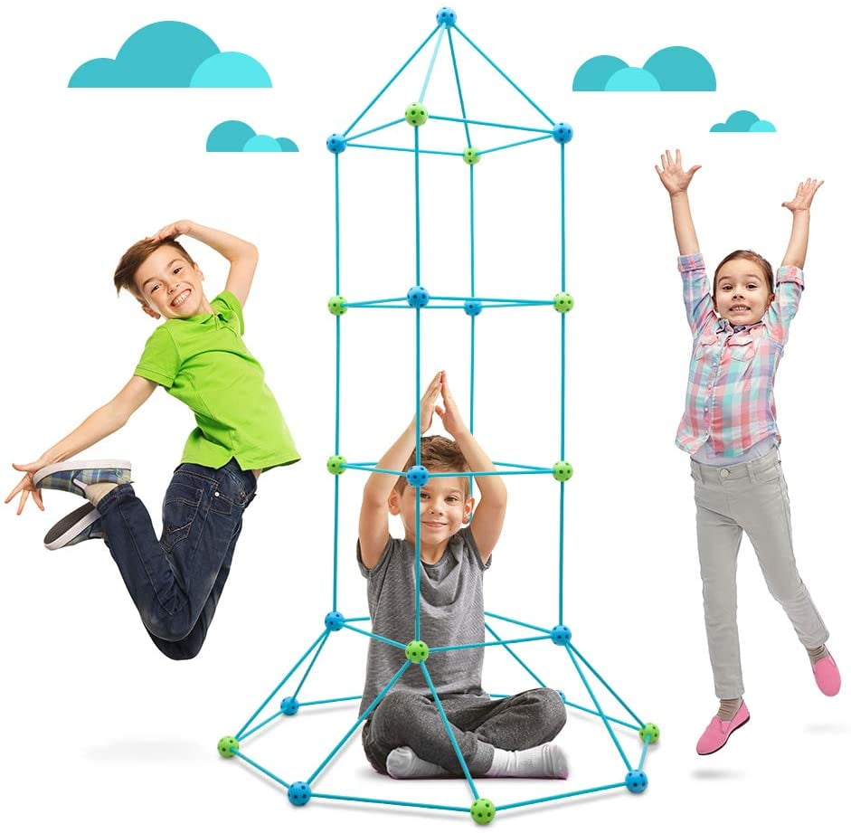 GAMELAND Fort Building Kit 120 Pieces Kids Construction Learning Toys for Boys and Girls to DIY Building Castles Tunnels Play Tent Rocket Tower Indoor /& Outdoor