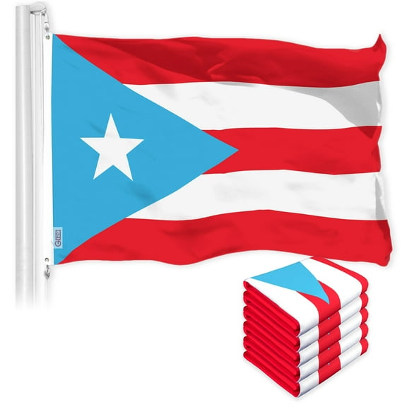 G128 5 Pack: Puerto Rico Light Blue Puerto Rican PR Flag | 3x5 Ft | LiteWeave Pro Series Printed 150D Polyester | Indoor/Outdoor, Vibrant Colors, Brass Grommets