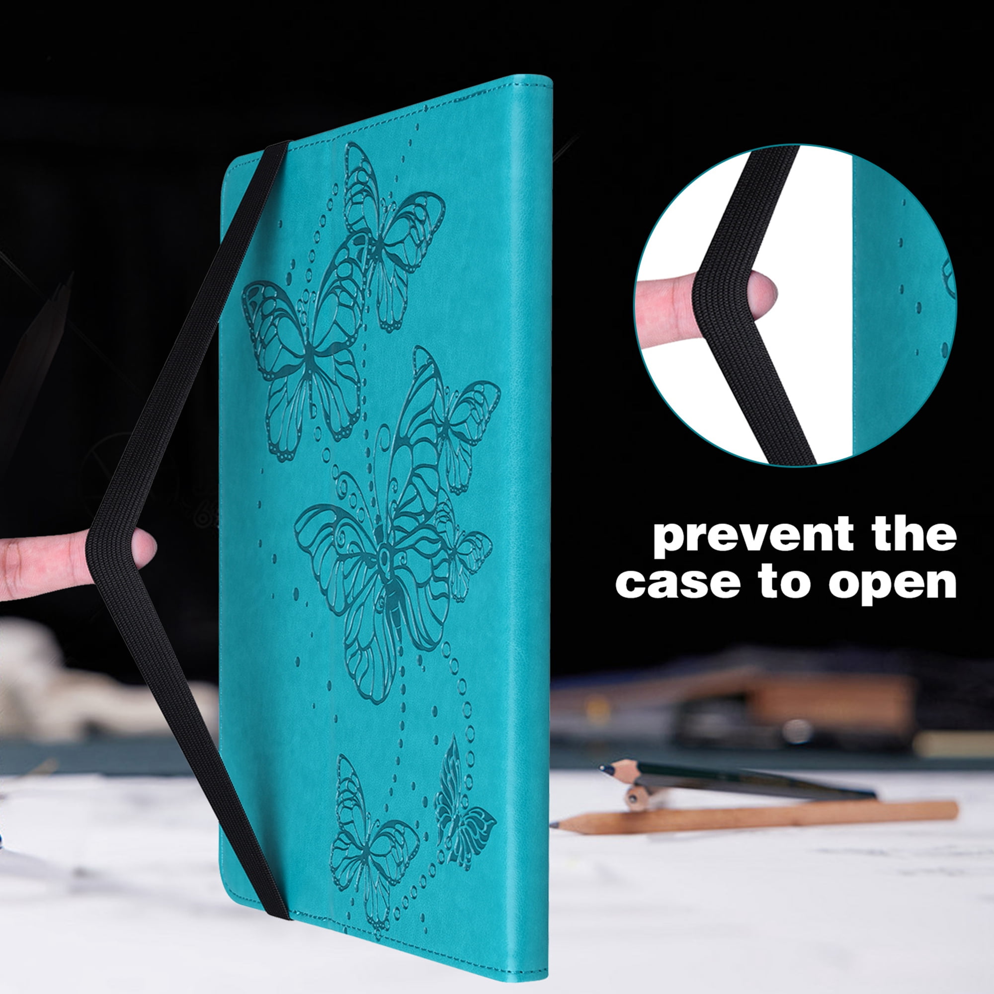 Allytech iPad 10th Gen Case, iPad 10.9" 2022 Case, PU Leather Butterfly Embossed Shockproof Auto Sleep Wake Pencil Holder Kickstand Elastic Band Protective Case Cover for Apple iPad 10th Gen 10.9"