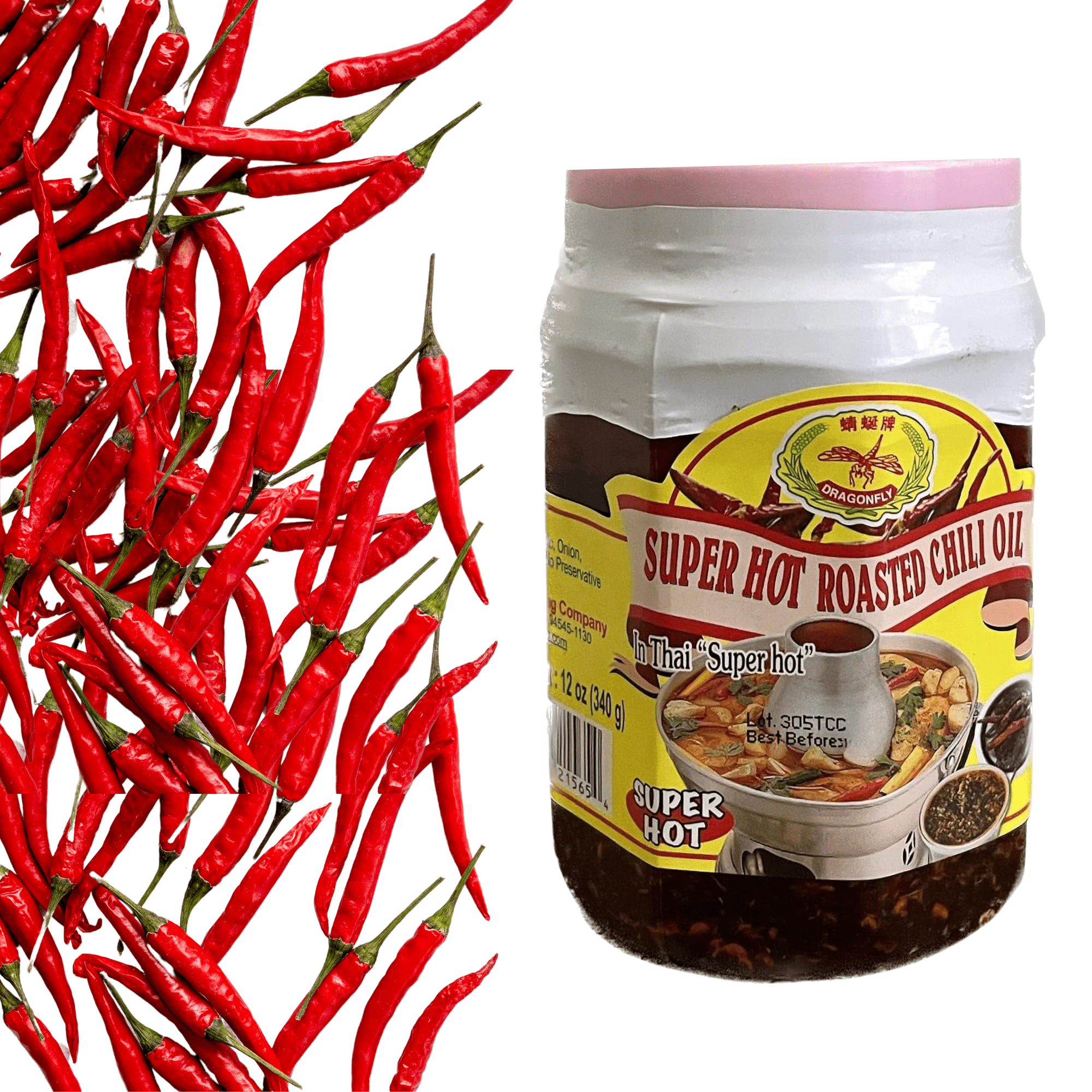Dragonfly Super Hot Roasted Chili Oil - 340 Grams 12 Oz