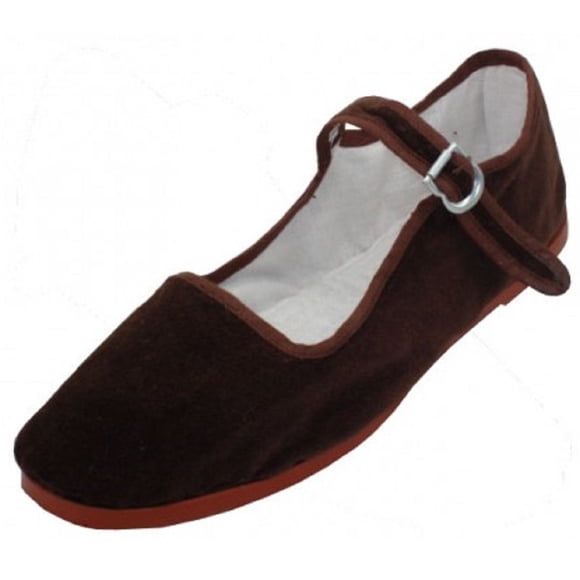 Zapatos 18 Mujer Algodón China Muñeca Mary Jane Zapatos Bailarina Ballet Pisos Zapatos (7 Marrón 118)