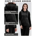 thumbnail image 3 of Women's Velour Sweatsuits - 2 Pieces Velvet Tracksuits Long Sleeve Full Zip Outfits Hoodie & Sweatpants Sets (Black, S), 3 of 5