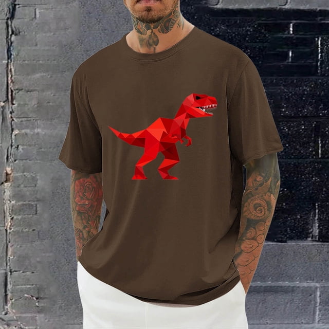 Tops para hombre, blusas y camisas de cuello redondo y manga corta para hombre, blusas casuales de moda con cuello redondo y estampado para hombre, blusas de poliéster para hombre.