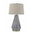 thumbnail image 3 of Textured Blue Glaze Ceramic Table Lamp with Natural Linen Shade, 3 of 4