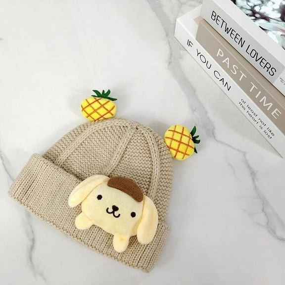 Sanrio Plush Knitted Hat My Melody Cinnamoroll Kuromi Children Knitted Cap Soft Stuffed Plushie Winter Kids Hat Knit Bonnet Gift