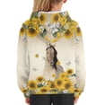 thumbnail image 6 of Xoenoiee Pullover Girls Hoodies Sunflower Horse Butterfly Print Hooded Sweatshirt with Front Kangaroo Pocket Long Sleeve Athleticwear for kids Traveling Hiking, S, 6 of 7
