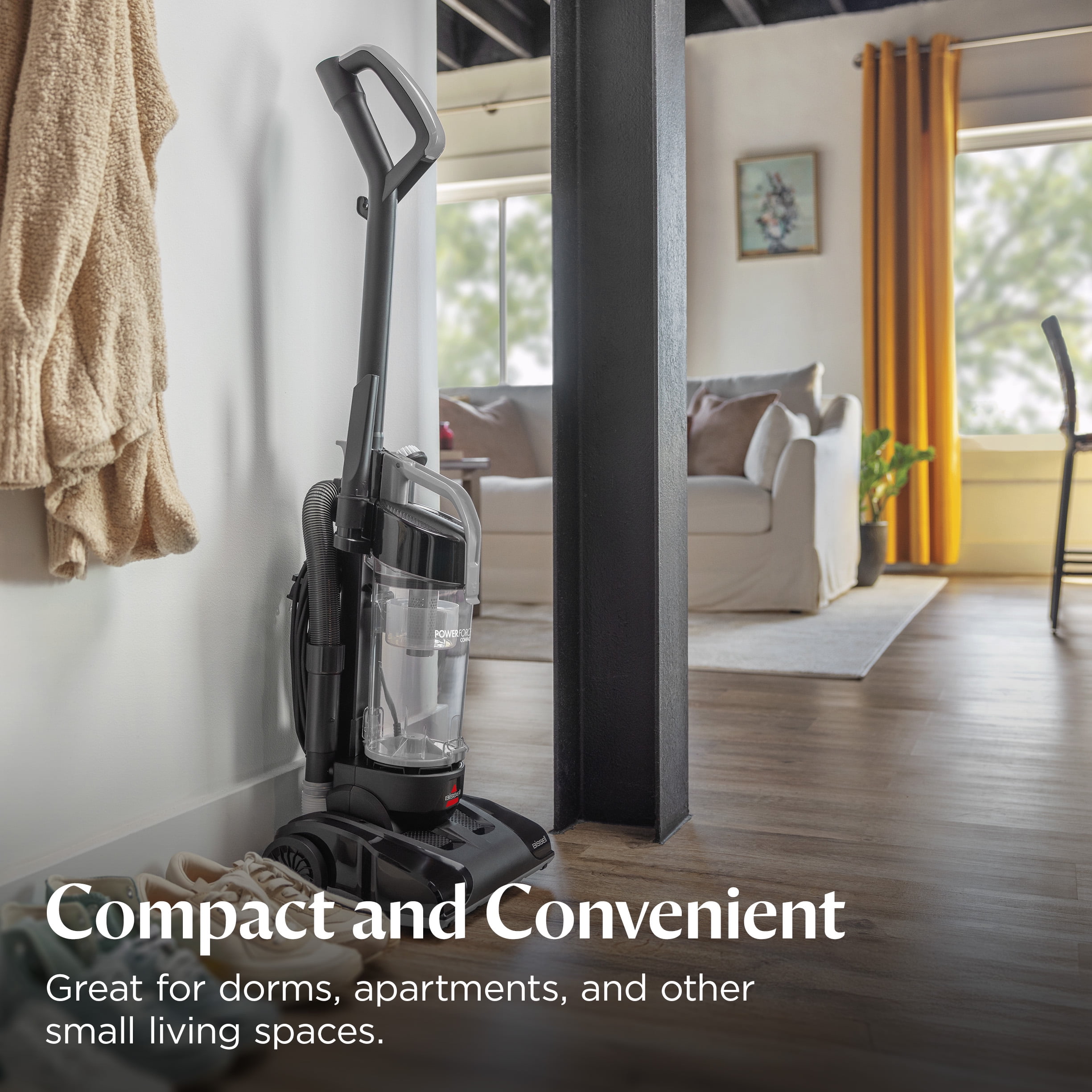 BISSELL PowerForce Compact, Bagless, Upright Vacuum, Lightweight, Powerful Suction, High Reach Wand, Hard Floor and Carpet, 4362, Gray & Black