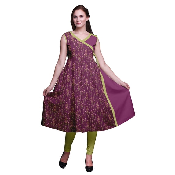 Bimba Printed Tops For Women Sleeveless Angrakha Kurti Summer Dress For Girls