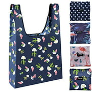Reusable Grocery Bags Portable Fold Shopping Tote Bags with Pouch - 4 Pack