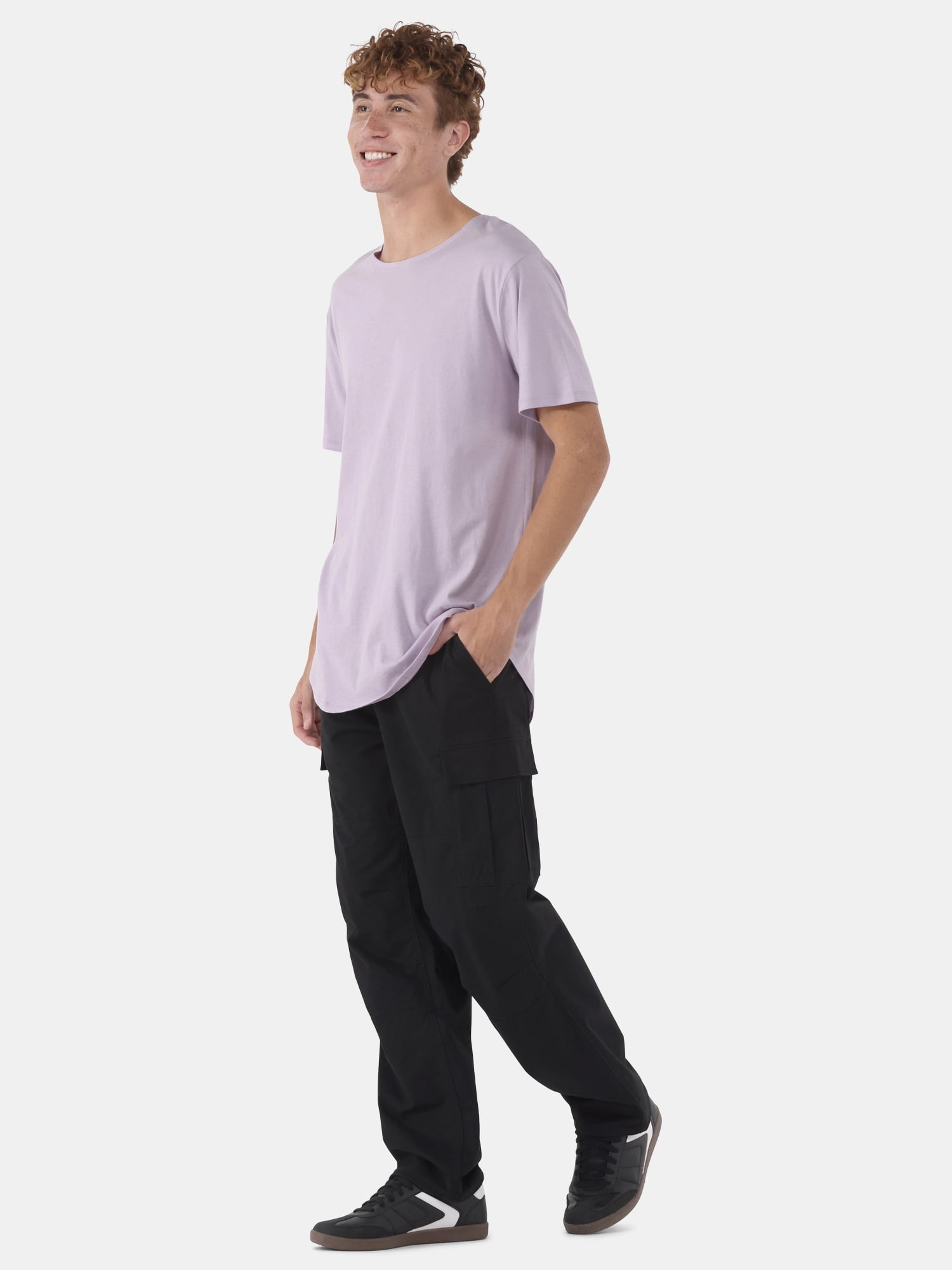 No Boundaries Men's & Big Men's Longline Curved Hem Elongated Tee Shirt, 2-Pack, Sizes XS-5XL