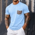 thumbnail image 4 of TKKCS Mens Short Sleeve T-Shirt with Print Pocket- Pullover Lightweight Summer Casual Breathable Crew Neck Tees Light Blue Size 2XL, 4 of 7
