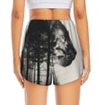 thumbnail image 2 of Lsque Double Exposure Cat Forest Printed Women's Running Shorts with Liner Pockets,Elastic Quick Dry Workout Athletic Gym Yoga Shorts,Womens High Waist Shorts-Medium, 2 of 9