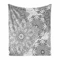 thumbnail image 1 of Mandala Soft Flannel Fleece Throw Blanket, Eastern Lace Floral Illustration with Moroccan Effects and Folkloric Feels, Cozy Plush for Indoor and Outdoor Use, 60" x 80", White and Grey, by Ambesonne, 1 of 6