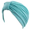 thumbnail image 1 of Turban en Tissu Éponge Doux avec Nœud Réversible Ou Bouton devant - Turquoise, 1 of 1