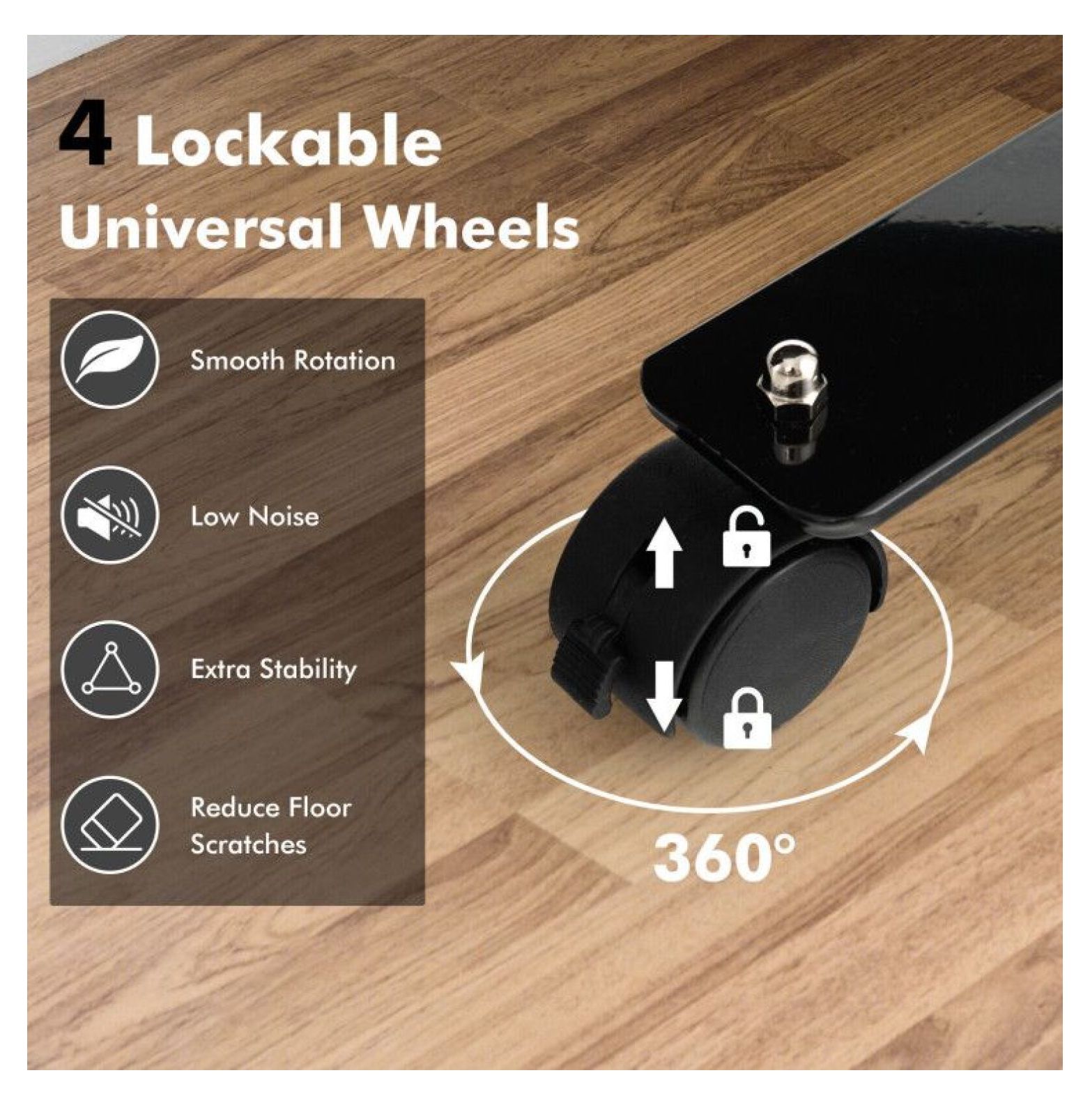 Yunken Single Panel Rolling Room Divider, 6 Ft Tall Portable Privacy Screen with Smooth Gliding Wheels