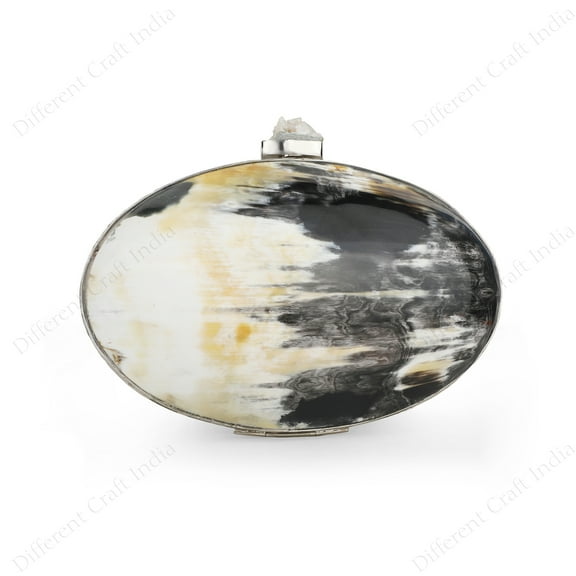 Different Craft India Animal Horn Purse, Natural Double sided African Horn clutch bag with 14k Gold