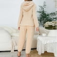 thumbnail image 4 of Enjoytime Lounge Sets for Women Solid Color Long Sleeve Hoodies Elastic Waist Long Pants 2 Piece Outfits Comfy Warm Fall Winter Matching Set, 4 of 8