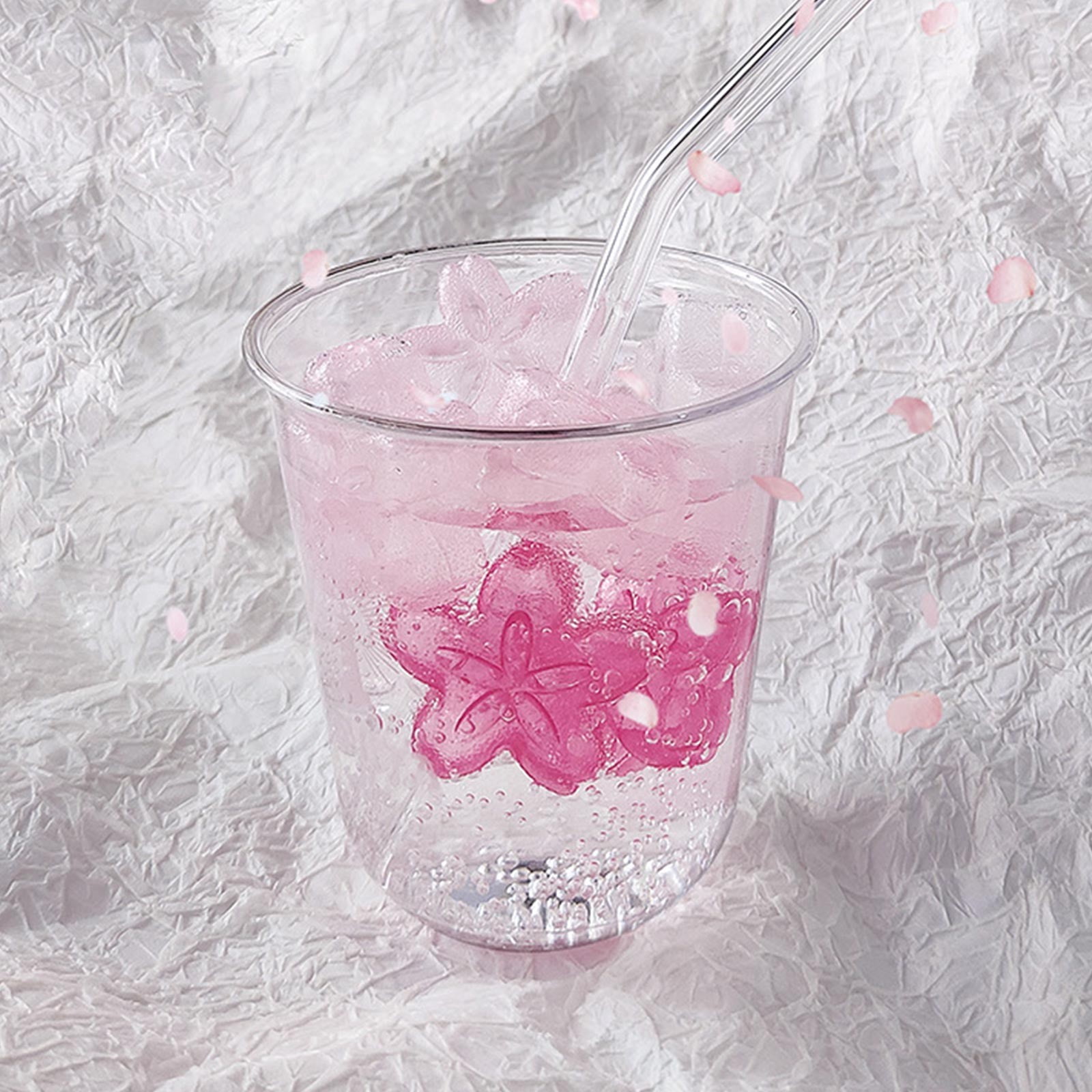 Lunxisen 3 Pcs Cherry Blossom Ice Cube Tray Floral Ice Mold For Cocktails Whiskey Chilling Home Bar Party Decor