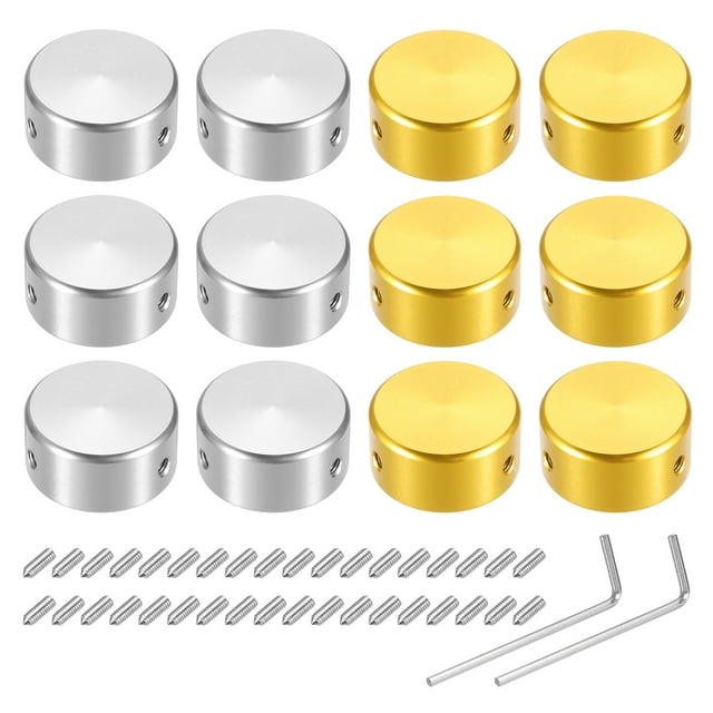 Uxcell 12 Pcs Footswitch Toppers Guitar Pedal Button Caps Footswitch Cover Silver Gold