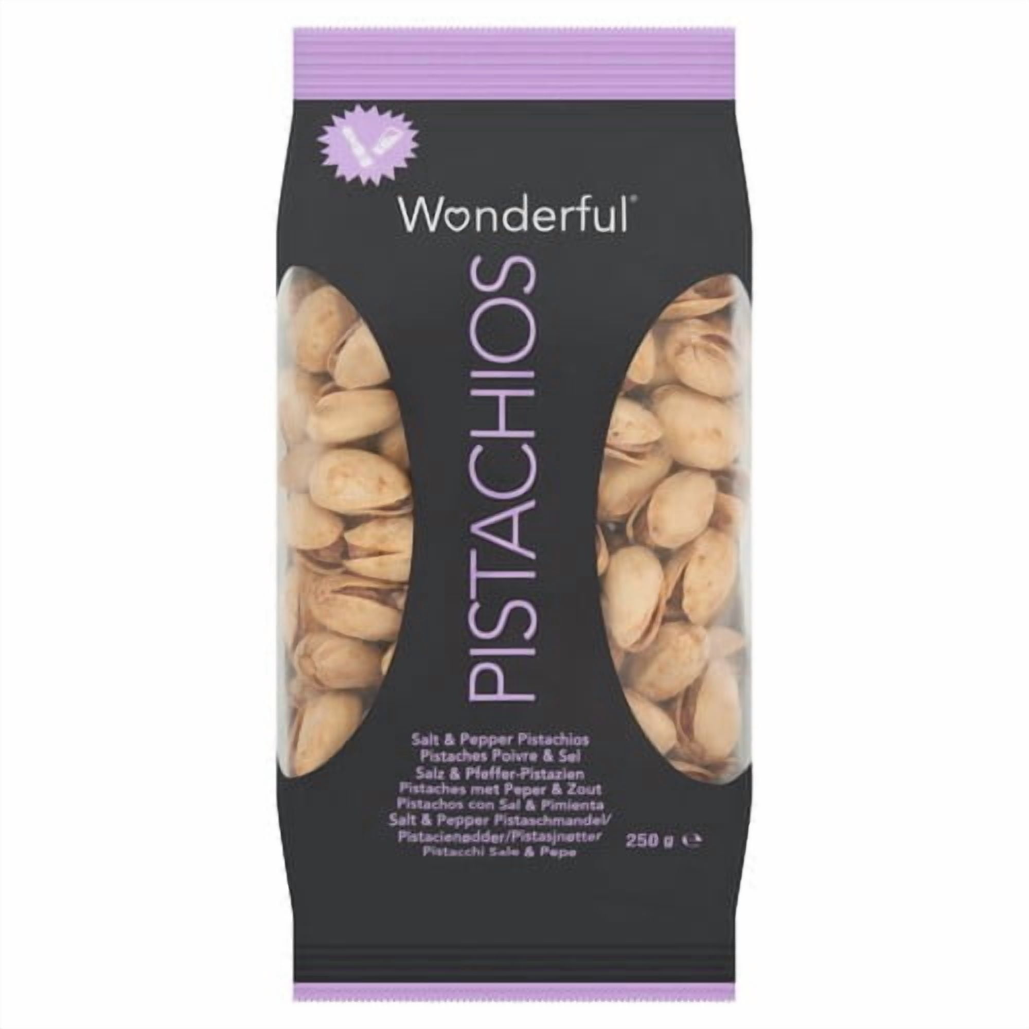 Wonderful Pistachios Salt & Pepper 250g, British Import (Pack of 3)
