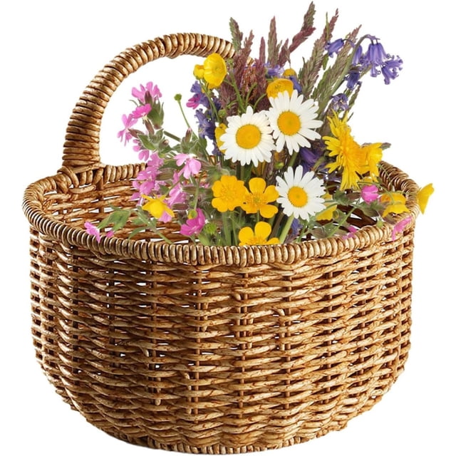 Wall Basket off Promotions!! Hanging Storage Wicker Baskets Wall Mounted Woven Hanging Basket Wicker Small Basket with Handle Wicker Basket with Handle Small Basket Organizer for Plants Toys