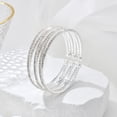 thumbnail image 3 of Bling 6 Rows Layered Bridal Crystal Rhinestone Cuff Bracelet Adjustable Silver Bangle for Women Jewelry Wedding Formal Prom Cocktail Party, 3 of 6