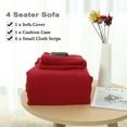 thumbnail image 4 of PiccoCasa Jacquard Sofa Slipcover Strech Thick 4 Seater Couch Cover, Red, 4 of 6