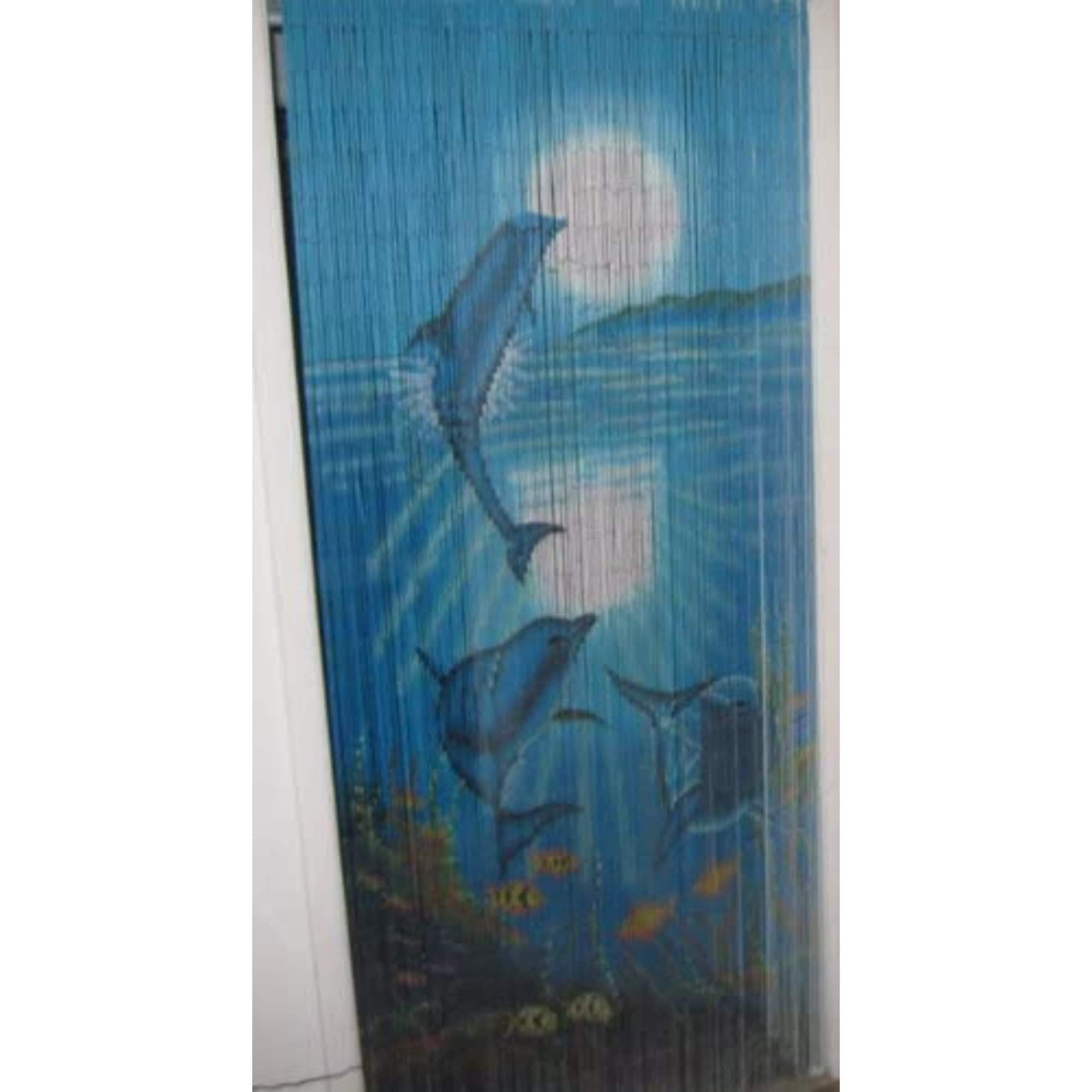Vauluxe Dolphins Reef Sheer Blue Curtains, 36 x 79 Inches 125 Strands