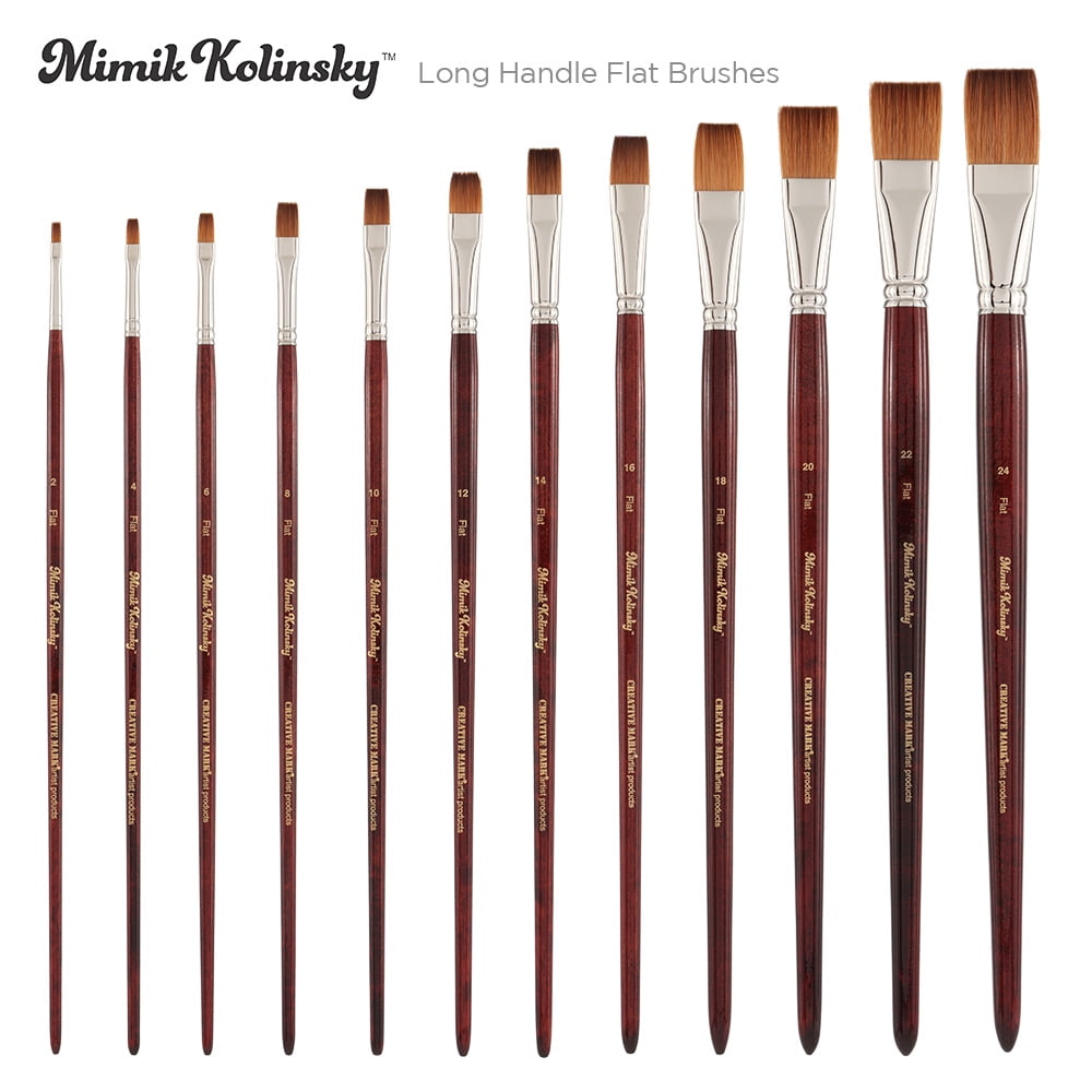 Creative Mark Mimik Kolinsky Watercolor Brush - # 2 Flat - Long Handle Synthetic Paint Brush - Handmade in Germany - Synthetic Sable Paint Brushes for Professional Artists - Animal-Friendly
