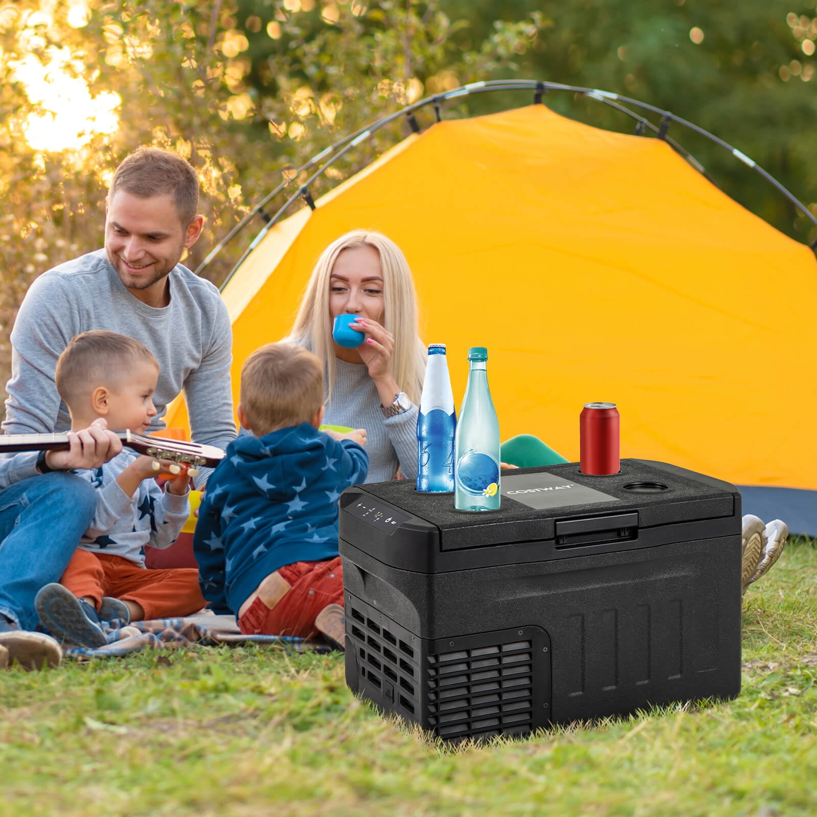 Costway 12 Volt Car Refrigerator with -4℉~68℉ Adjustable Range Divider for Camping 23 QT